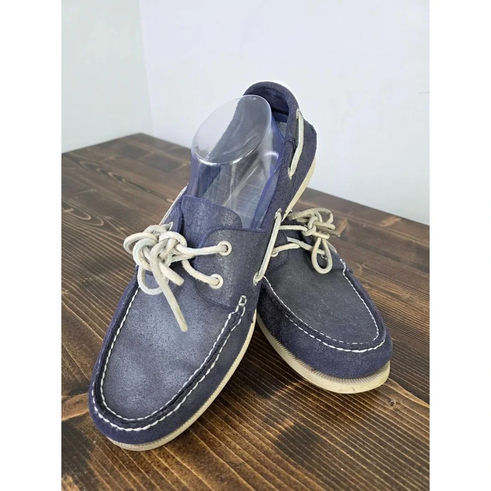 GH Bass & Co Hampton Men's Boat Shoes Size 11.5 Blue Navy Slip On Leather Loafer